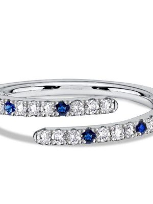 White & Blue Sapphire Spiral Wedding Band in Sterling Silver - 0.33 CT. TW.