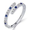 White & Blue Sapphire Spiral Wedding Band in Sterling Silver - 0.33 CT. TW.