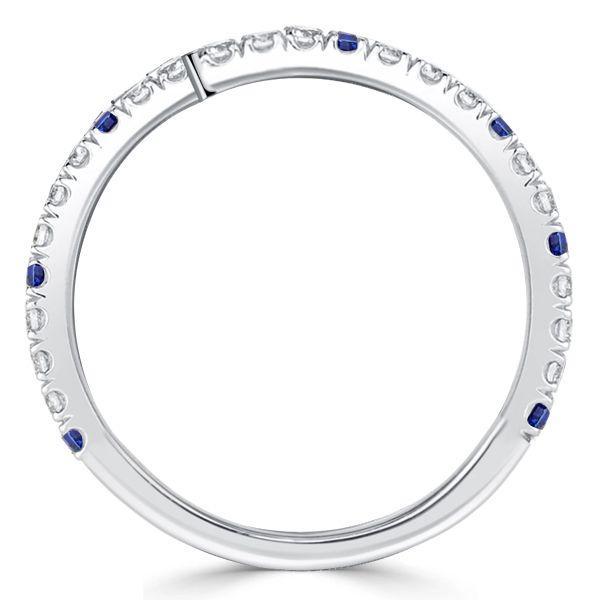 White & Blue Sapphire Spiral Wedding Band in Sterling Silver - 0.33 CT. TW.