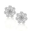 Sterling Silver Flower Stud Earrings - Pear & Round Cut