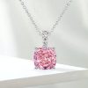 Cushion Cut Pink Pendant Necklace for Women in 925 Sterling Silver