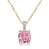 Cushion Cut Pink Pendant Necklace for Women in 925 Sterling Silver