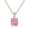 Cushion Cut Pink Pendant Necklace for Women in 925 Sterling Silver