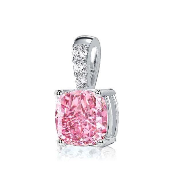 Cushion Cut Pink Pendant Necklace for Women in 925 Sterling Silver
