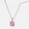 Cushion Cut Pink Pendant Necklace for Women in 925 Sterling Silver