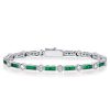 Alternating Emerald Cut Tennis Bracelet in Sterling Silver - Women's Jewelry