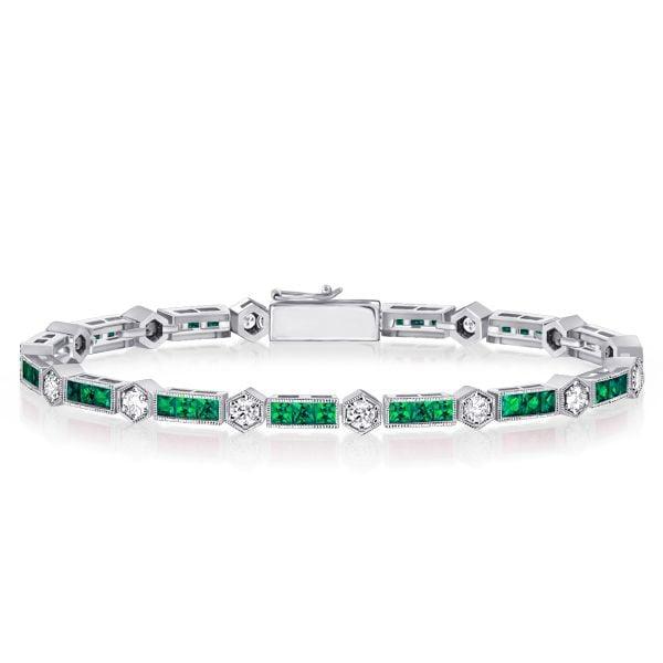 Alternating Emerald Cut Tennis Bracelet in Sterling Silver - Women's Jewelry
