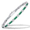 Alternating Emerald Cut Tennis Bracelet in Sterling Silver - Women's Jewelry