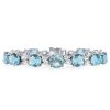Alternating Aquamarine and White Sapphire Tennis Bracelet in Rhodium-Plated Sterling Silver