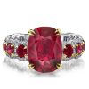 Two Tone Oval Ruby Engagement Ring in 925 Sterling Silver with Yellow Gold Plating