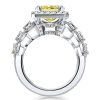 Halo Cushion Cut Fancy Yellow Engagement Ring - Sterling Silver