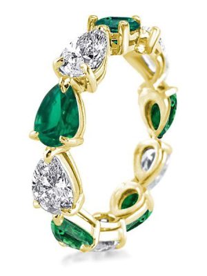 Golden Pear Cut Eternity Wedding Band - 18K Gold Plated Sterling Silver