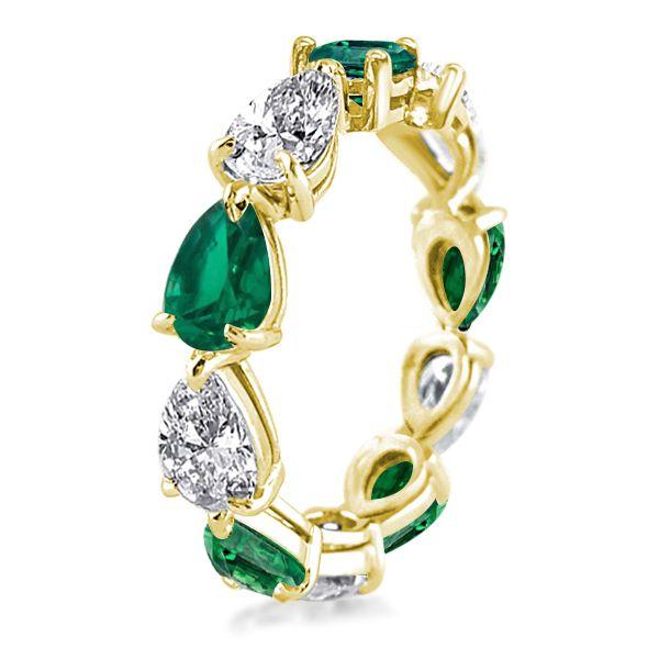 Golden Pear Cut Eternity Wedding Band - 18K Gold Plated Sterling Silver