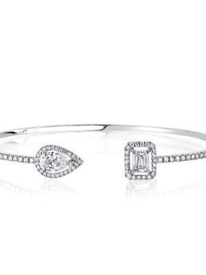 Halo Pear & Emerald Cut Bracelet - 925 Sterling Silver, 2.43 CT. TW