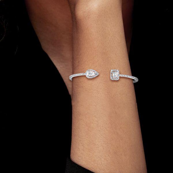Halo Pear & Emerald Cut Bracelet - 925 Sterling Silver, 2.43 CT. TW