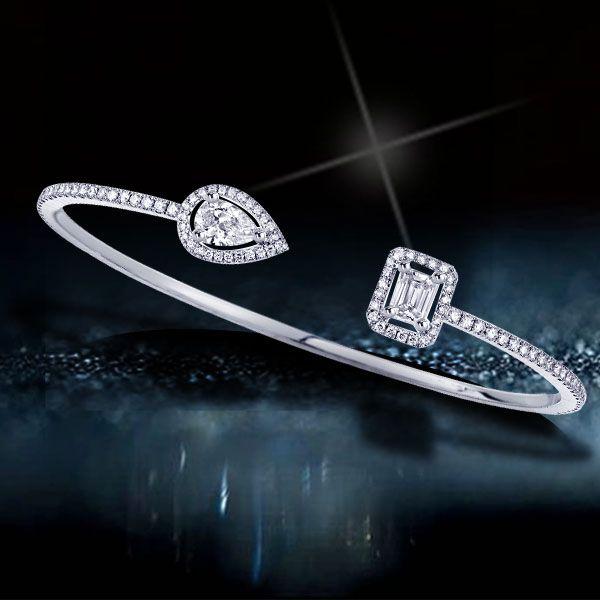 Halo Pear & Emerald Cut Bracelet - 925 Sterling Silver, 2.43 CT. TW