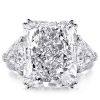 Radiant Cut Three Stone Engagement Ring - Sterling Silver Double Prong Setting