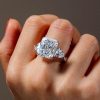 Radiant Cut Three Stone Engagement Ring - Sterling Silver Double Prong Setting