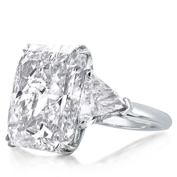 Radiant Cut Three Stone Engagement Ring - Sterling Silver Double Prong Setting