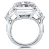 Radiant Cut Three Stone Engagement Ring - Sterling Silver Double Prong Setting