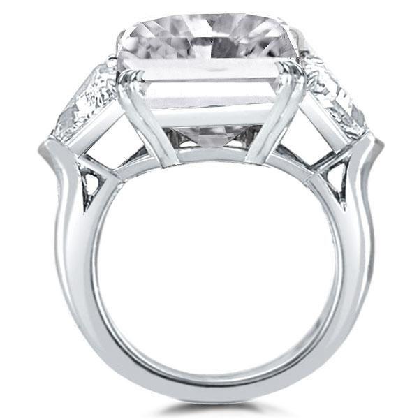 Radiant Cut Three Stone Engagement Ring - Sterling Silver Double Prong Setting