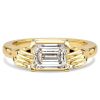 1.00 CT. TW. Emerald Cut Hug Ring in 18K Gold Plated Sterling Silver | Vintage Engagement Ring for Women