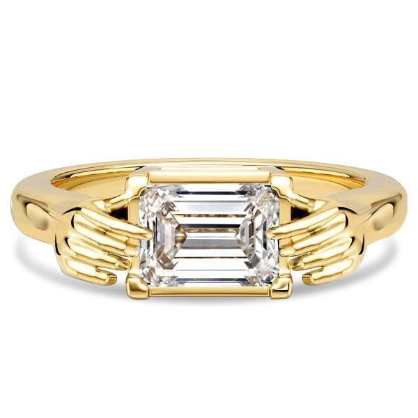 1.00 CT. TW. Emerald Cut Hug Ring in 18K Gold Plated Sterling Silver | Vintage Engagement Ring for Women