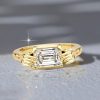 1.00 CT. TW. Emerald Cut Hug Ring in 18K Gold Plated Sterling Silver | Vintage Engagement Ring for Women