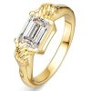 1.00 CT. TW. Emerald Cut Hug Ring in 18K Gold Plated Sterling Silver | Vintage Engagement Ring for Women