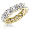 Golden Princess Eternity Band: Thin White Sapphire Wedding Ring in 18K Gold Plated Sterling Silver