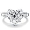 Heart Shaped Three Stone Engagement Ring, Created White Sapphire, 925 Sterling Silver
