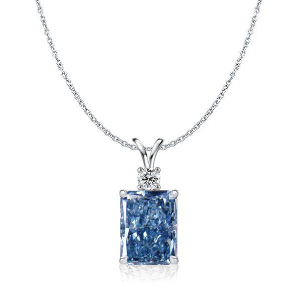 Radiant Cut Blue Topaz Pendant Necklace in Sterling Silver - Italo Jewelry