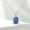 Radiant Cut Blue Topaz Pendant Necklace in Sterling Silver - Italo Jewelry