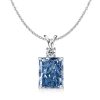 Radiant Cut Blue Topaz Pendant Necklace in Sterling Silver - Italo Jewelry