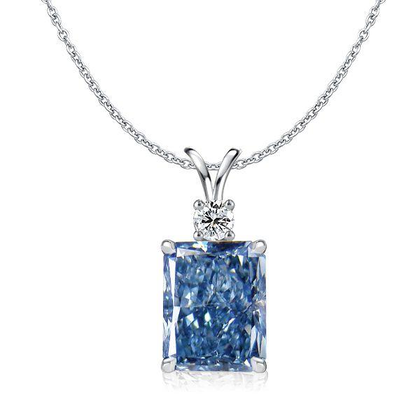 Radiant Cut Blue Topaz Pendant Necklace in Sterling Silver - Italo Jewelry