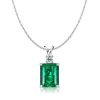 Emerald Cut Emerald Green Pendant Necklace - 925 Sterling Silver