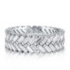Double Row Baguette Cut Eternity Band in Sterling Silver with Created White Sapphire