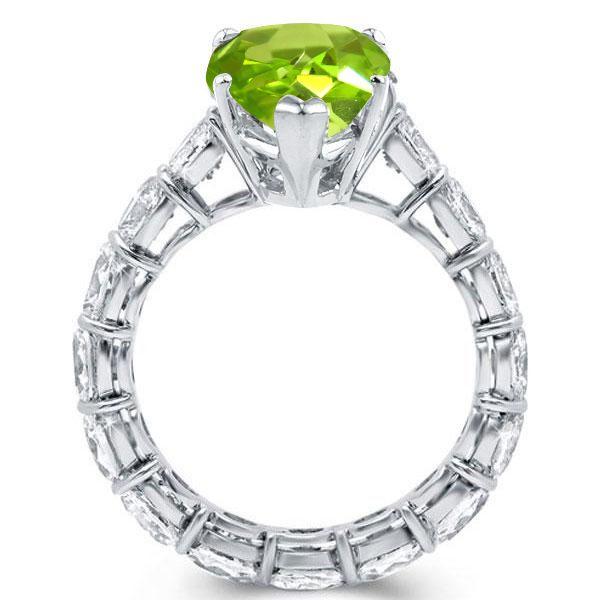 Pear Cut Peridot Engagement Ring - 925 Sterling Silver