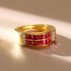 Ruby Ascher Cut Band Ring - Sterling Silver Wedding Anniversary Ring