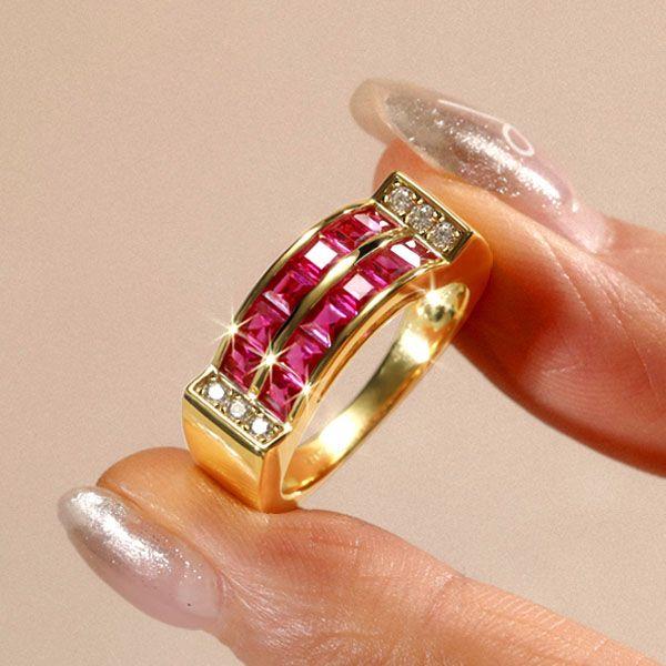 Ruby Ascher Cut Band Ring - Sterling Silver Wedding Anniversary Ring