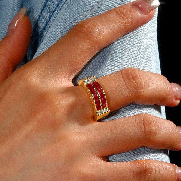 Ruby Ascher Cut Band Ring - Sterling Silver Wedding Anniversary Ring