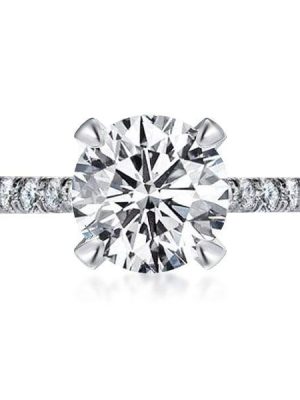 2.00 CT Center Stone 4 Prong Engagement Ring in Rhodium Plated Sterling Silver