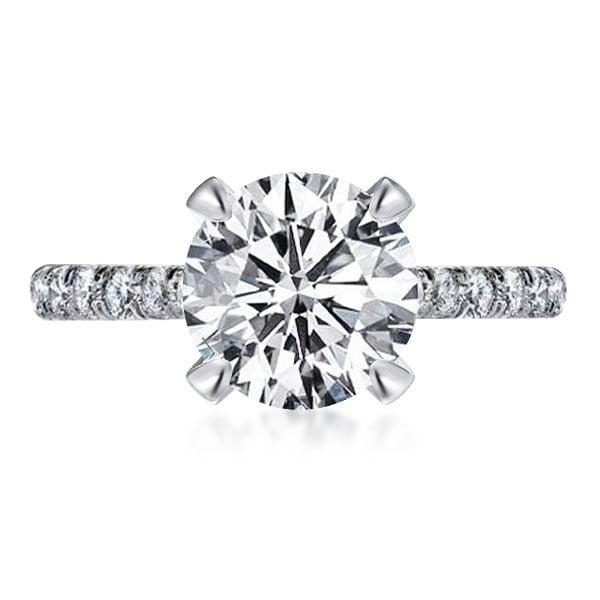 2.00 CT Center Stone 4 Prong Engagement Ring in Rhodium Plated Sterling Silver
