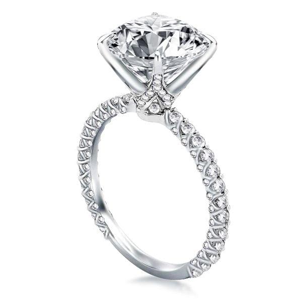 2.00 CT Center Stone 4 Prong Engagement Ring in Rhodium Plated Sterling Silver