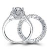 Halo Pear White Sapphire Engagement Ring Set - 925 Sterling Silver Bridal Jewellery