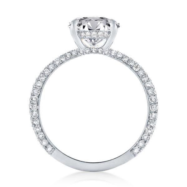 Sterling Silver Oval Cut Engagement Ring - Three Row Shank, 2.5 CT Simulated Diamond