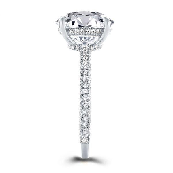 Sterling Silver Oval Cut Engagement Ring - Three Row Shank, 2.5 CT Simulated Diamond