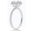 Halo Radiant Cut White Sapphire Engagement Ring in Rhodium Plated Sterling Silver