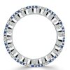 Baguette Cut White and Blue Sapphire Wedding Band in 925 Sterling Silver