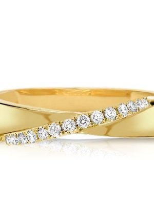 Golden Round Cut Wedding Band for Women - Mobius Design - 18K Gold Plated Sterling Silver